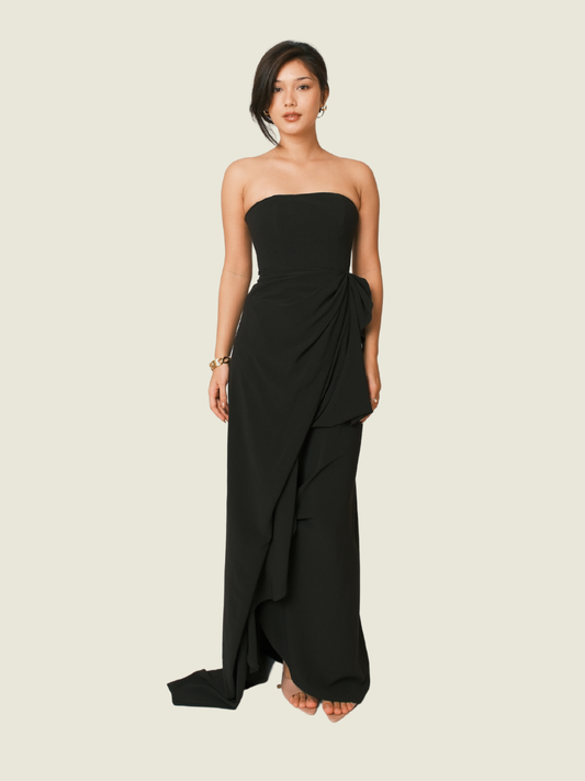 Ushi Sato Asymmetrical Strapless Dress in Black