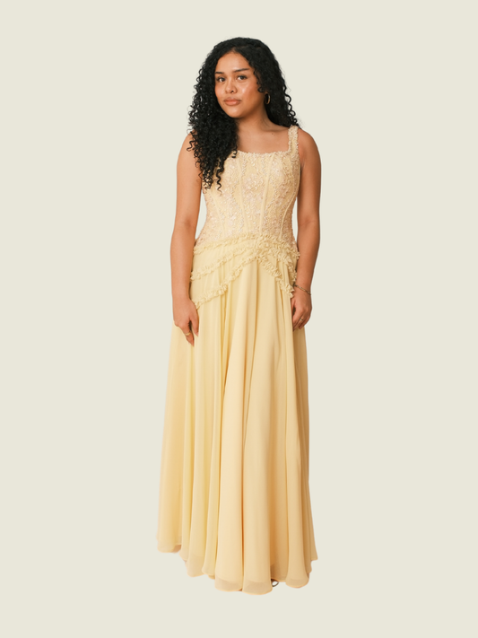 Yellow Mel Orlina Bespoke - Lace Gown