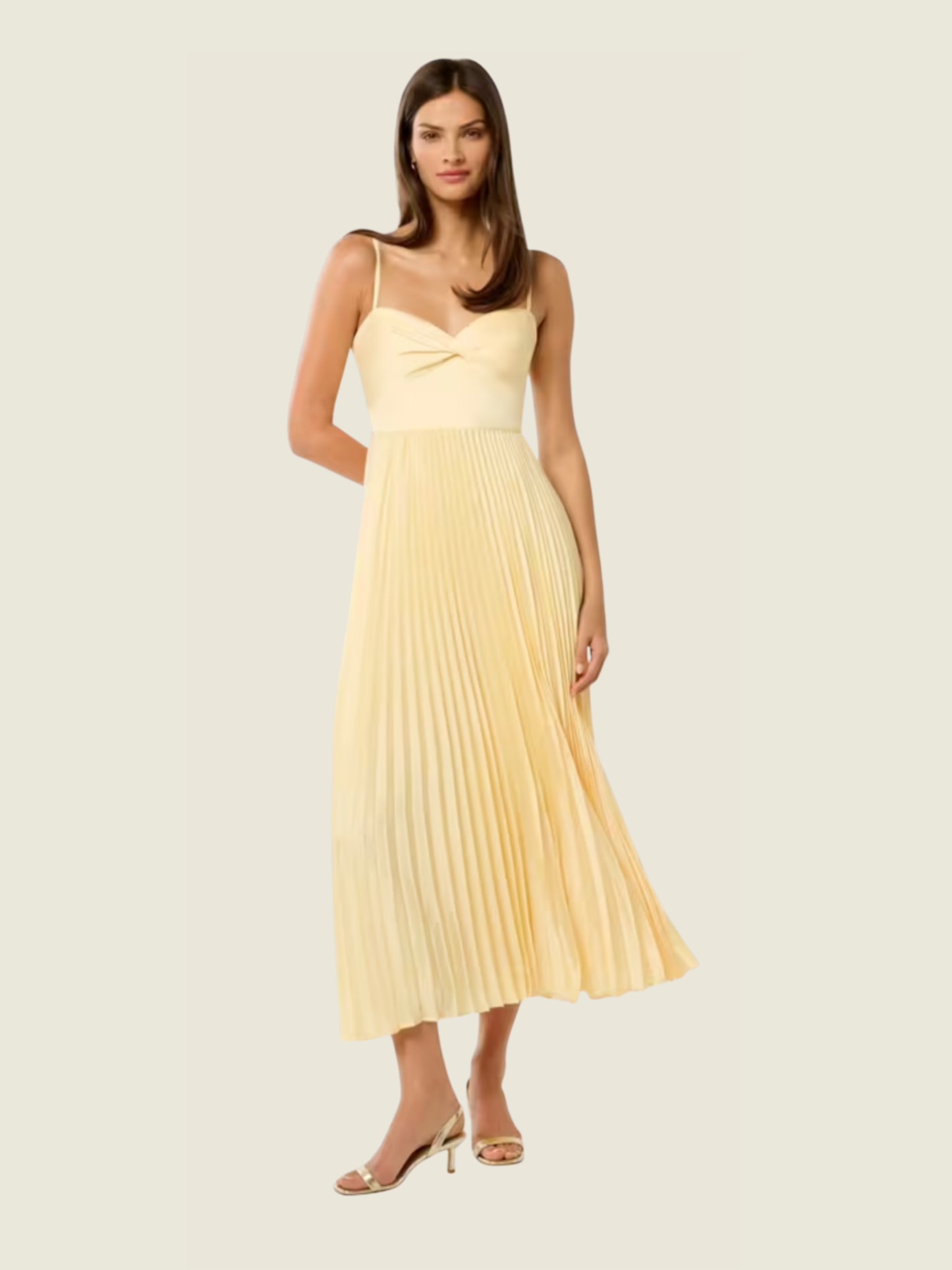 Ever New Chloe Yellow Pleated Midi Dress