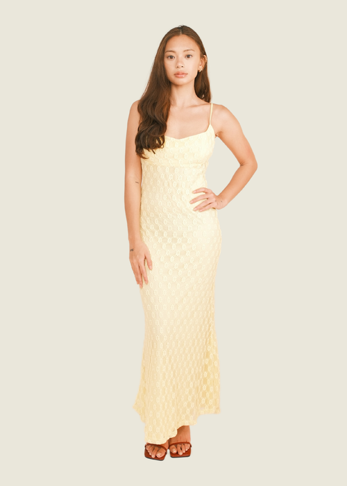 Bardot Yellow Maxi with Floral Details (S)