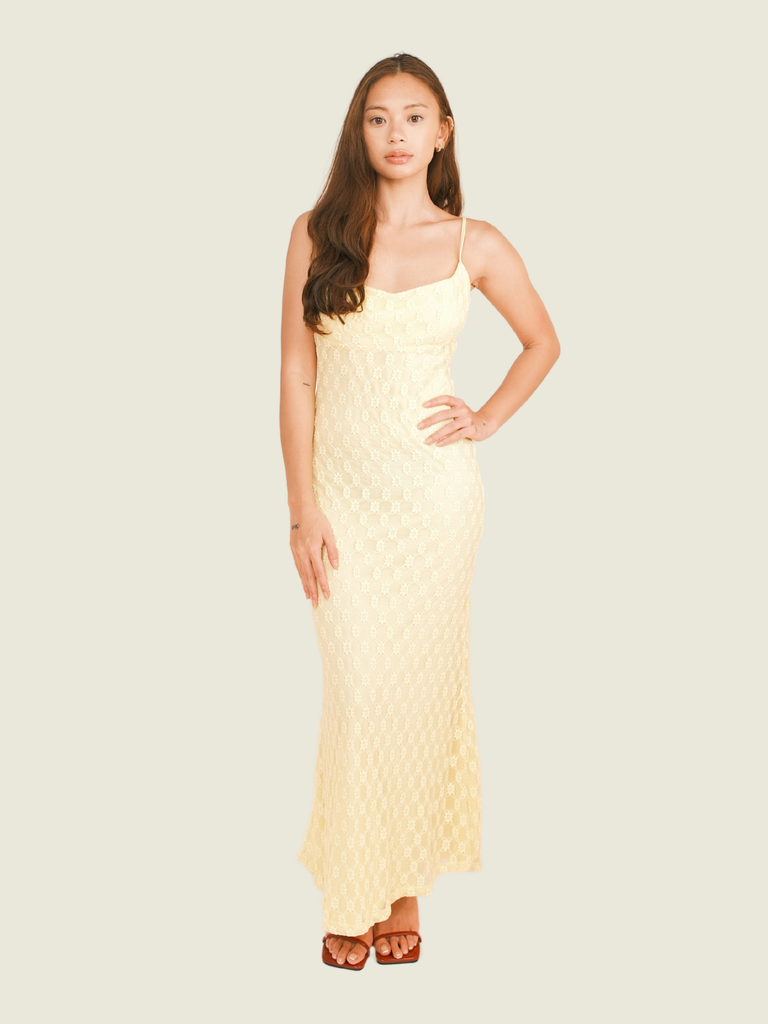 Bardot Yellow Maxi with Floral Details (S)
