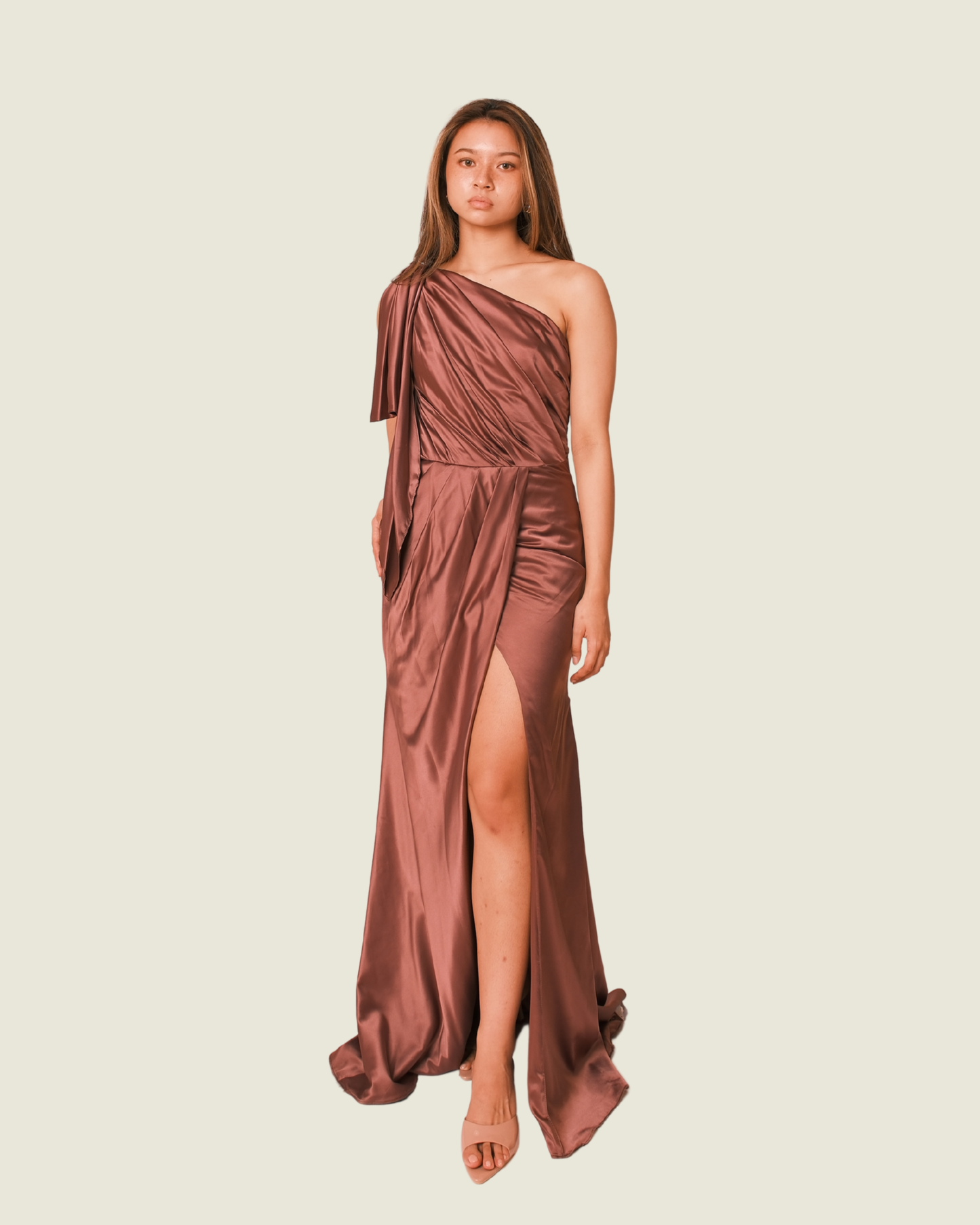 Bianca Cordero One-Sided Silk Mauve Gown