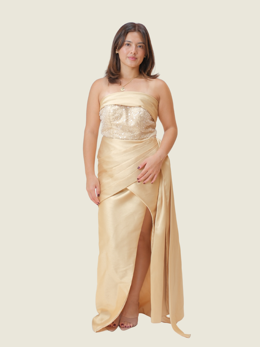 Custom Celine Bautista Atelier Champagne Gown (M-L)