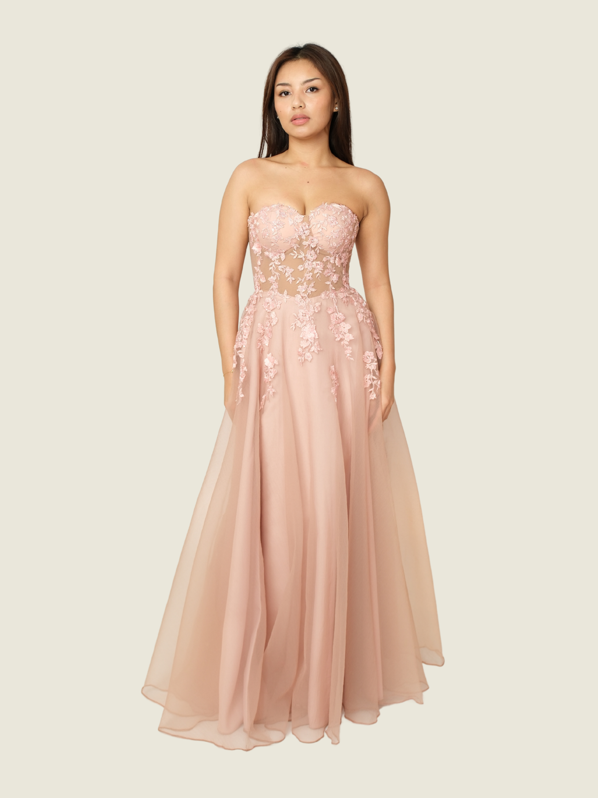 Debbie Co Pink Floral Gown