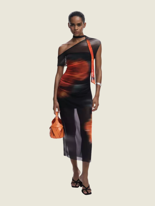 Desigual Asymmetric Draped Floral Dress