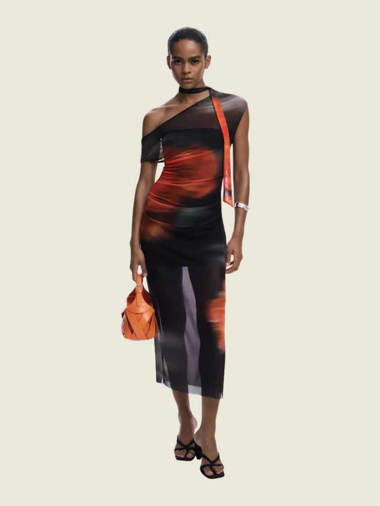 Desigual Asymmetric Draped Floral Dress