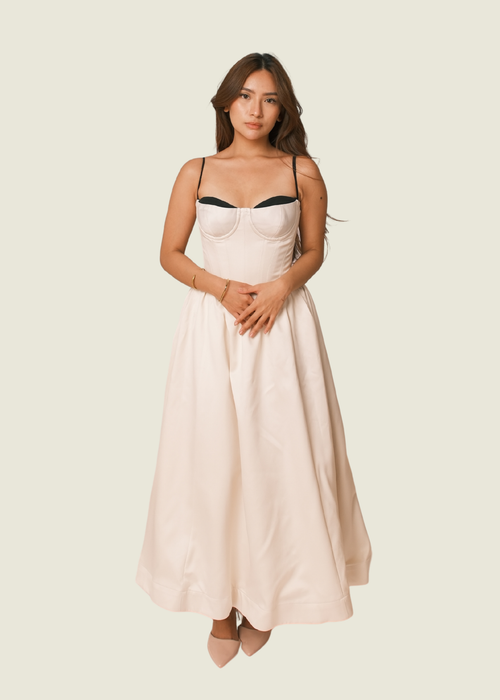 DoubleWoot Off White Dress with Black Trimmings