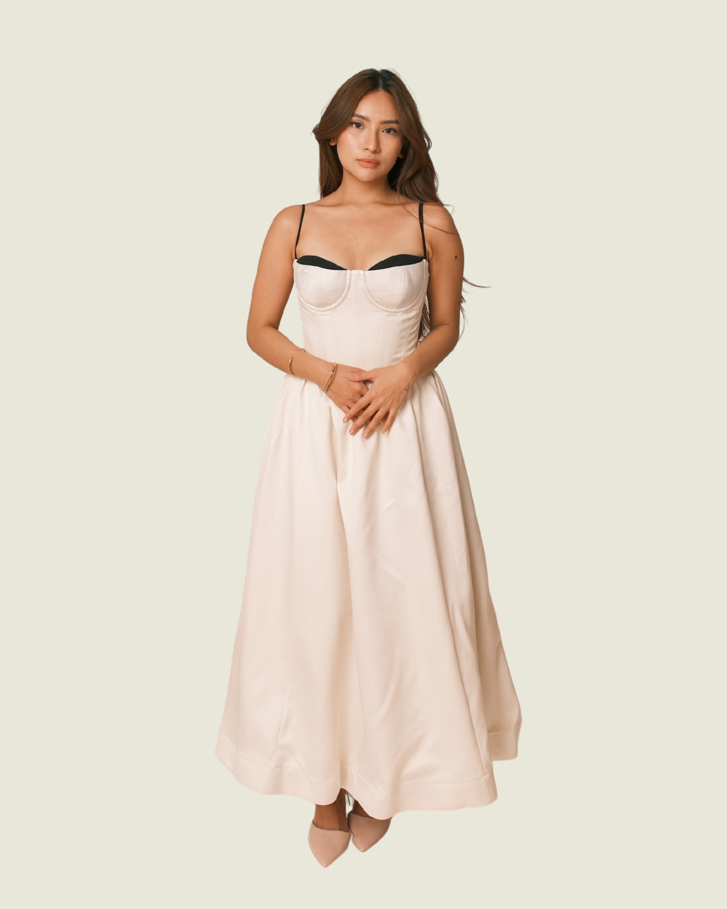 DoubleWoot Off White Dress with Black Trimmings