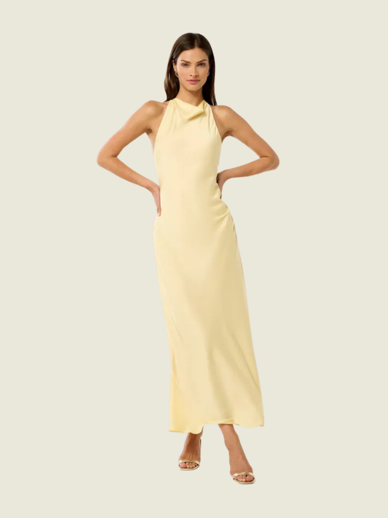 Ever New Yellow Audrey Satin Backless Maxi