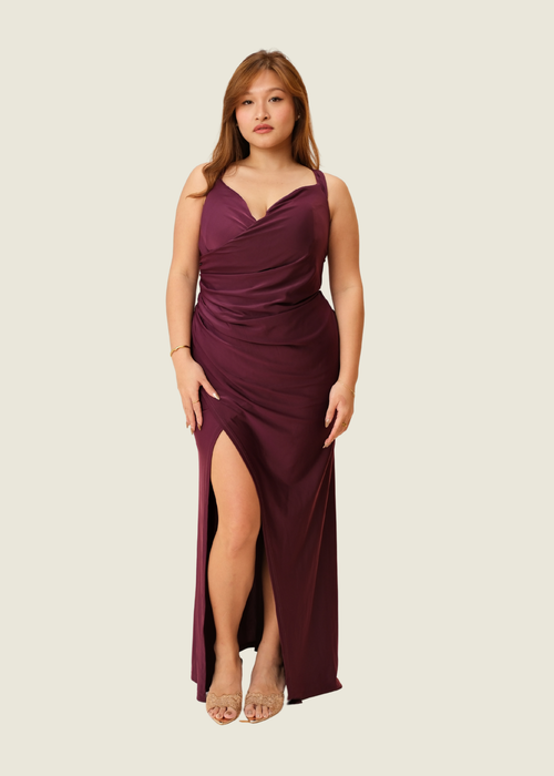 Faeriesty Maroon Drape Gown