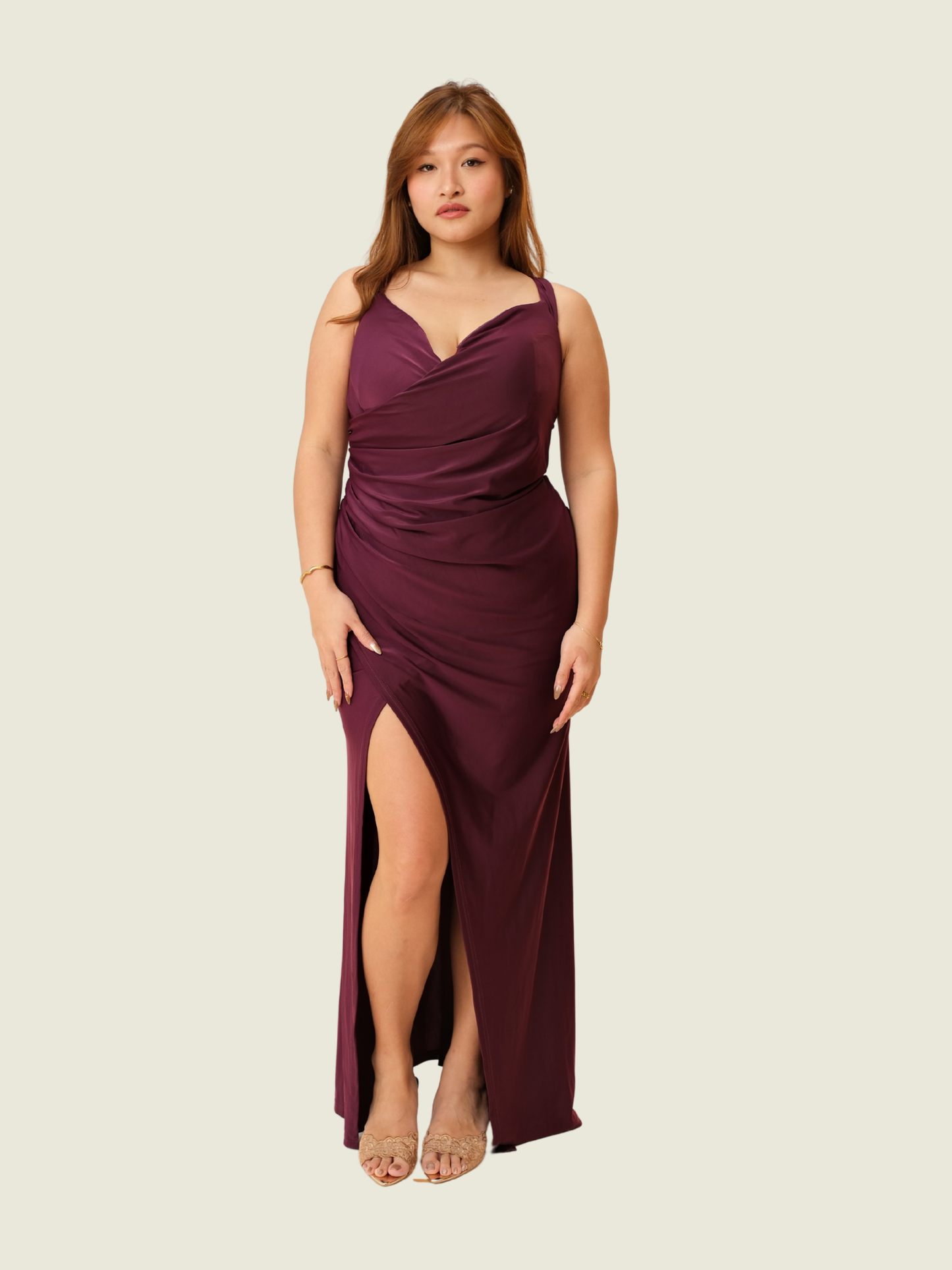 Faeriesty Maroon Drape Gown