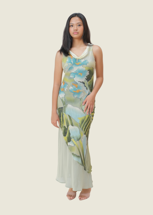 Green Sue Wong Floral Long Dress (M)