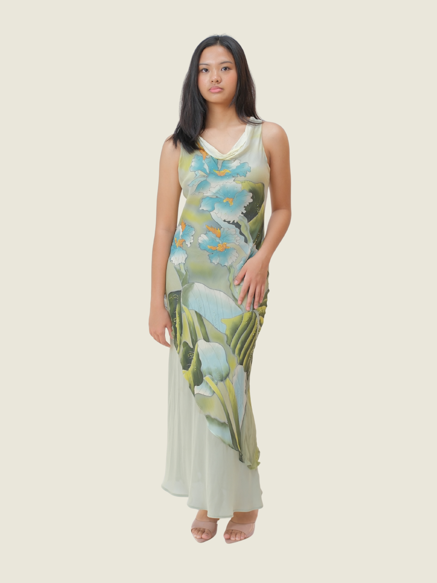 Green Sue Wong Floral Long Dress (M)