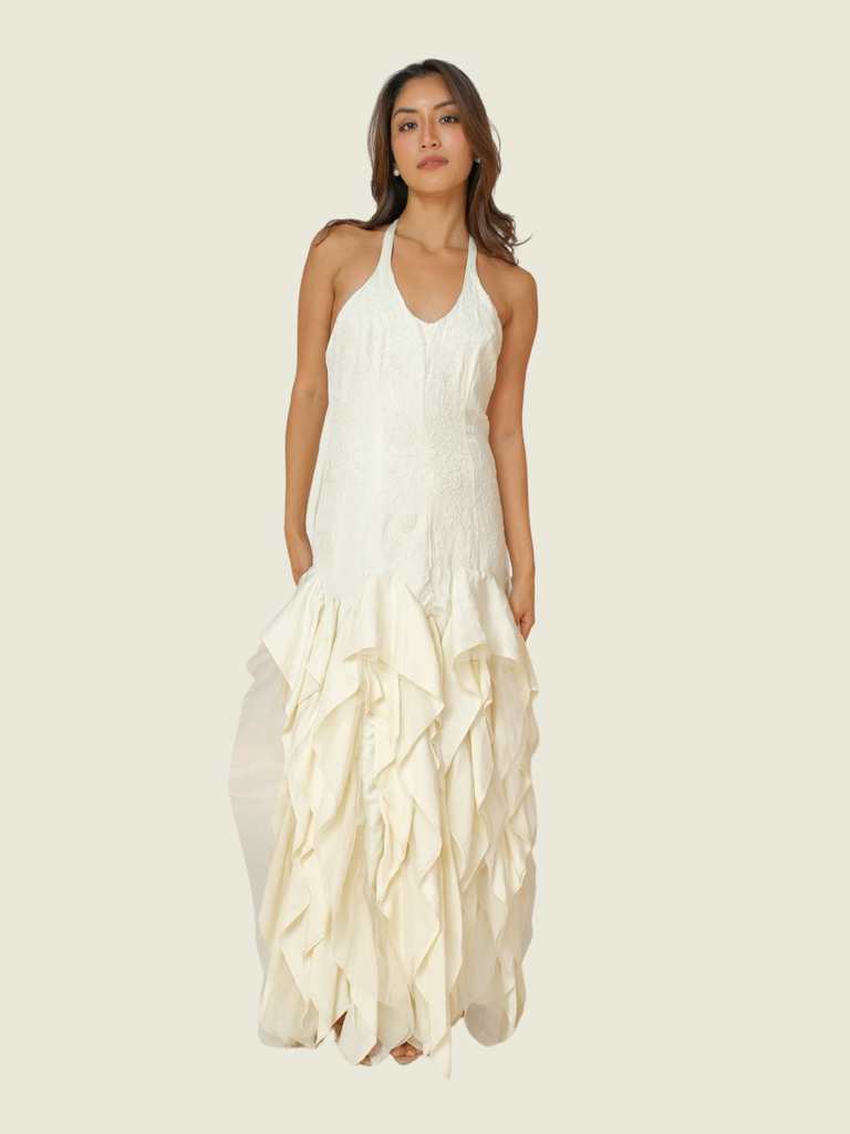 H&M Studio Ruffled Embroidered Dress