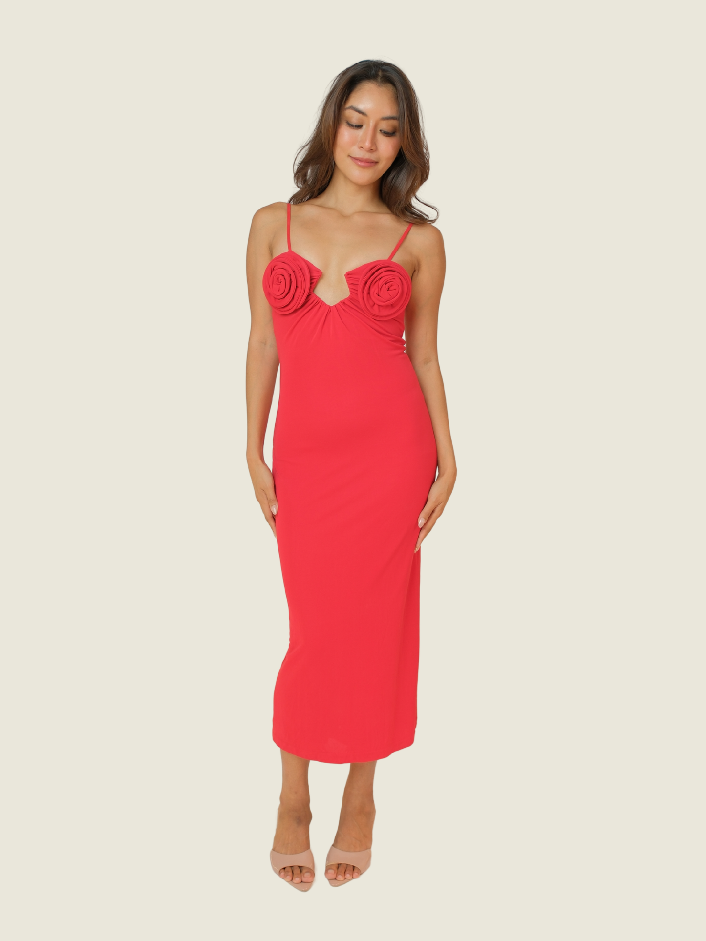 H&M x Magda Butrym Rose-Appliqued Slip Dress