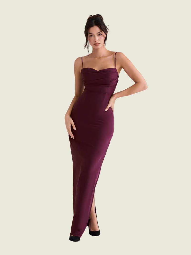 House of CB Lani Merlot Corset Maxi Dress