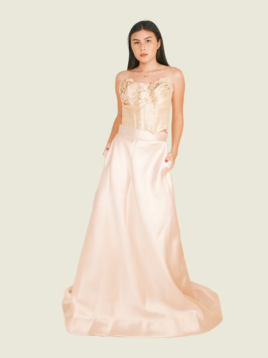 Jun Escario Two-Toned Gown in Champagne