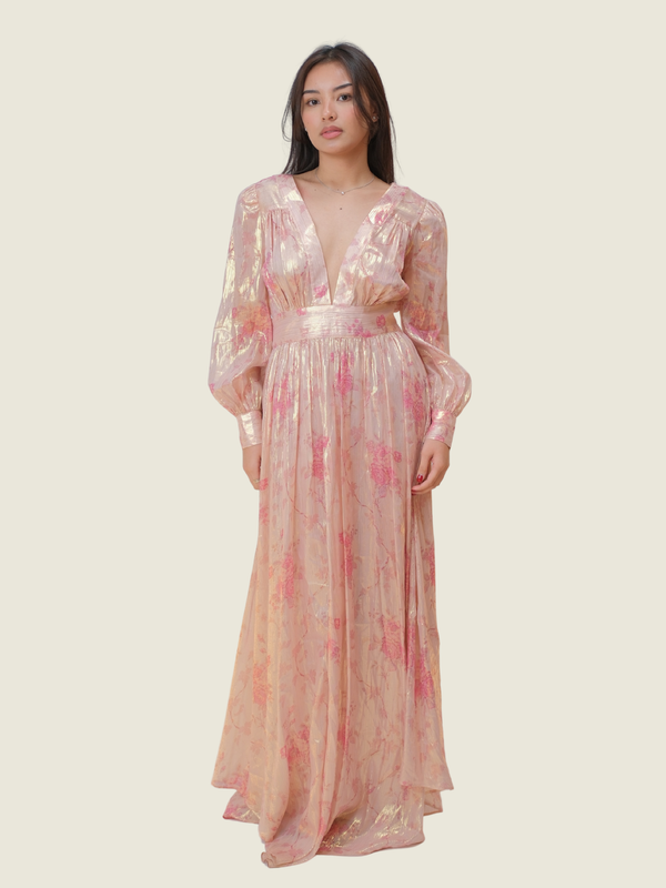 LoveShack fancy Cyrena Dress - Metallic Long Sleeve Dress