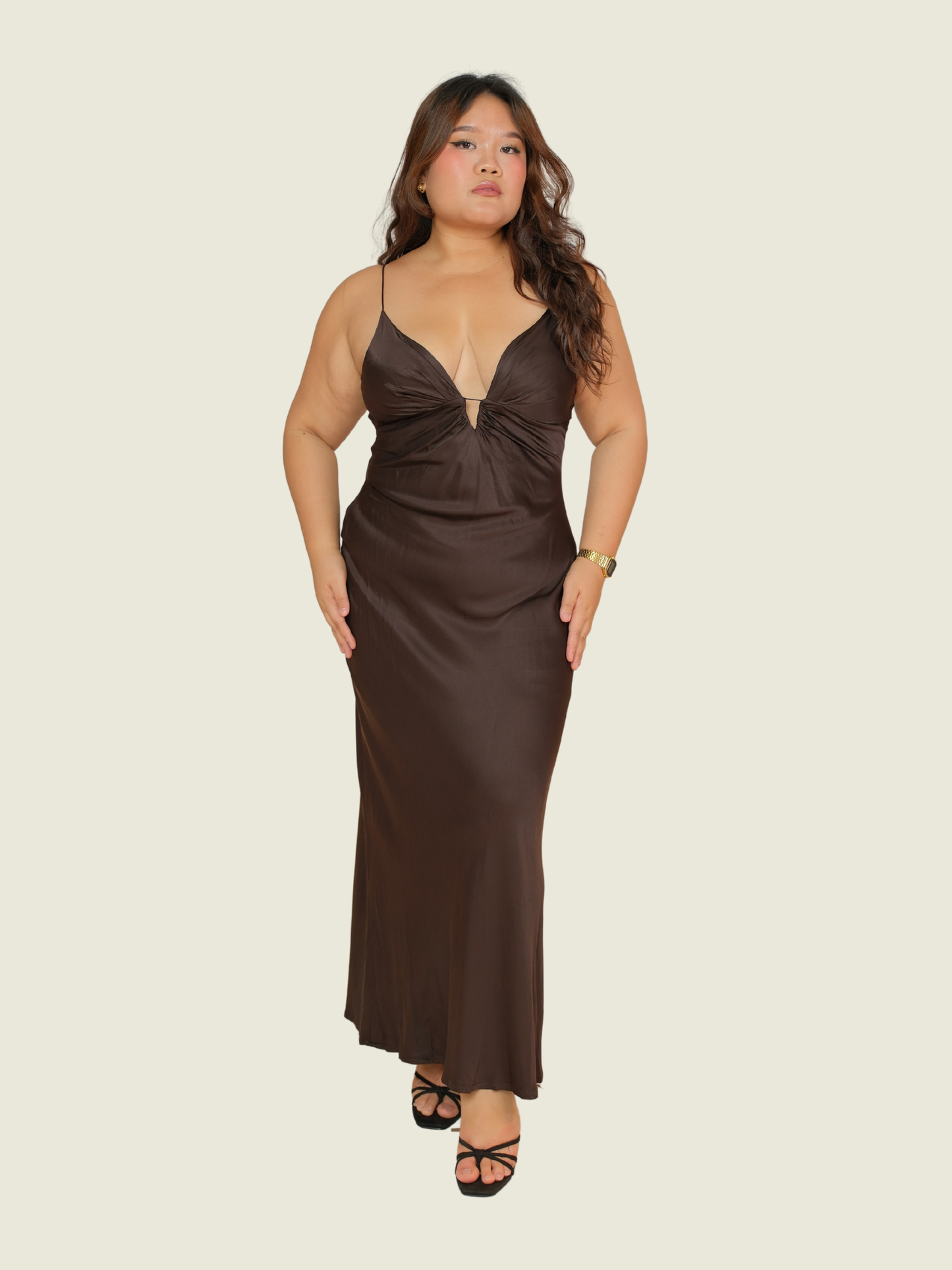 Mango Brown Silk Dress