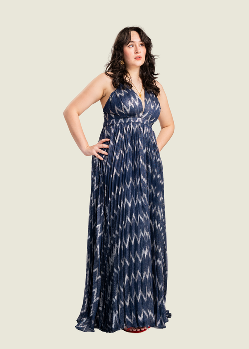 Maniju Blue Printed Long Dress