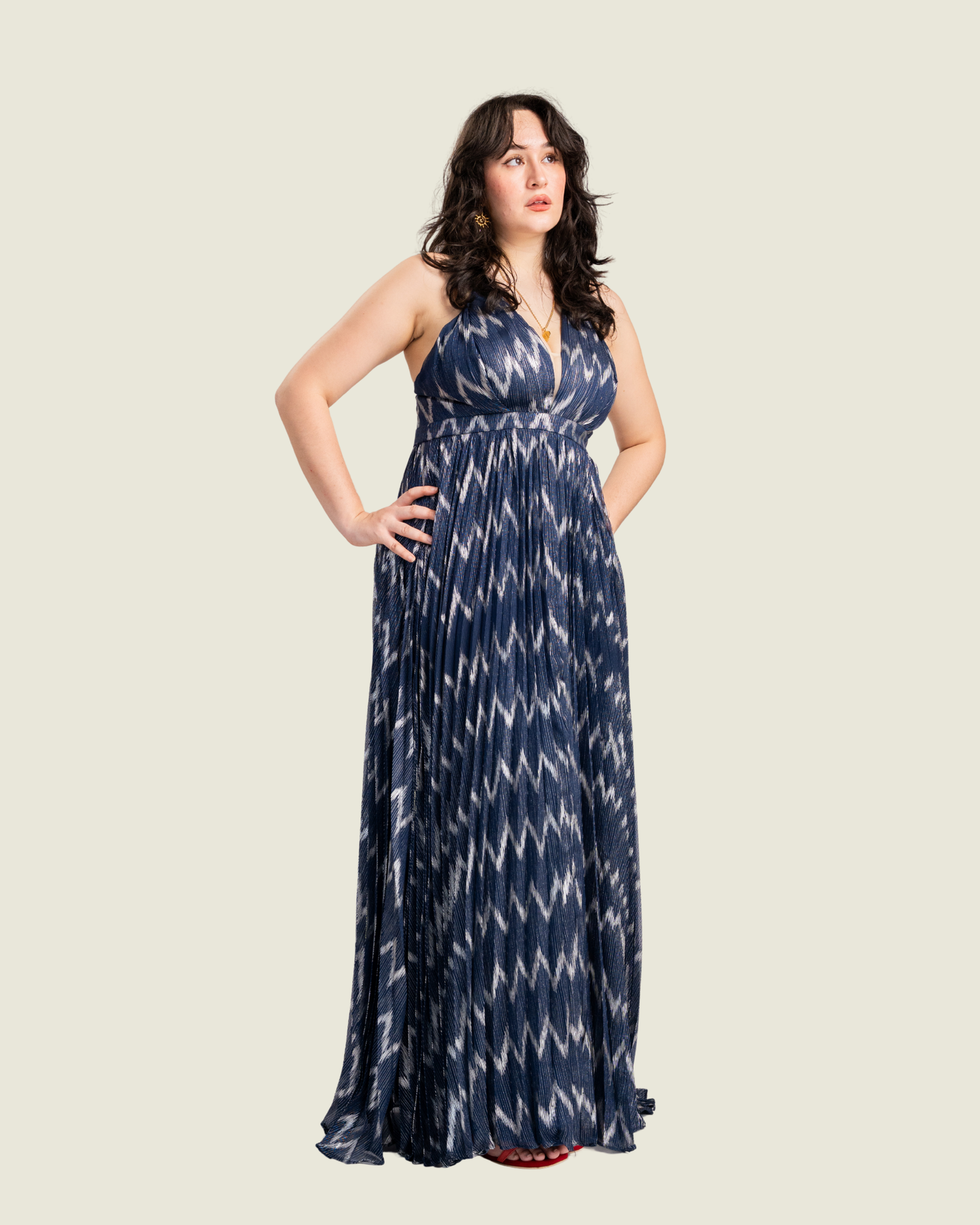 Maniju Blue Printed Long Dress