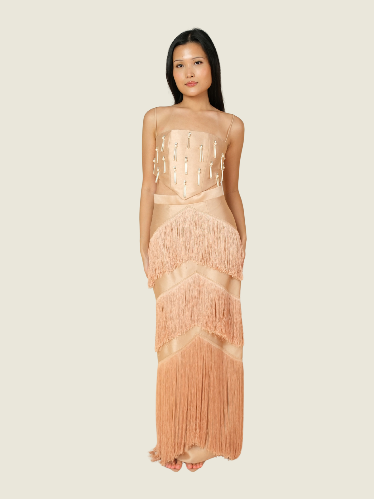Martin Bautista Fringe Two Piece Dress