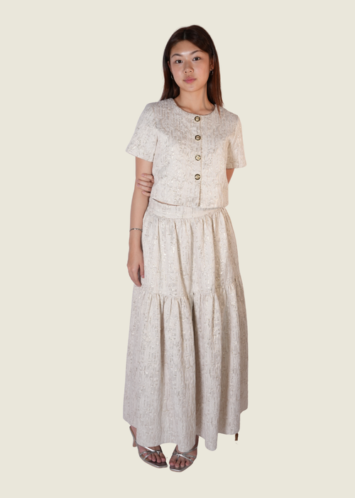 Meleanule Jacquard Coordinated Look Top and Skirt Set