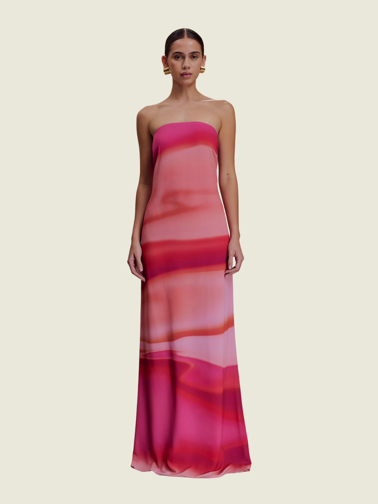 Meshki Amaya Strapless Chiffon Maxi Dress