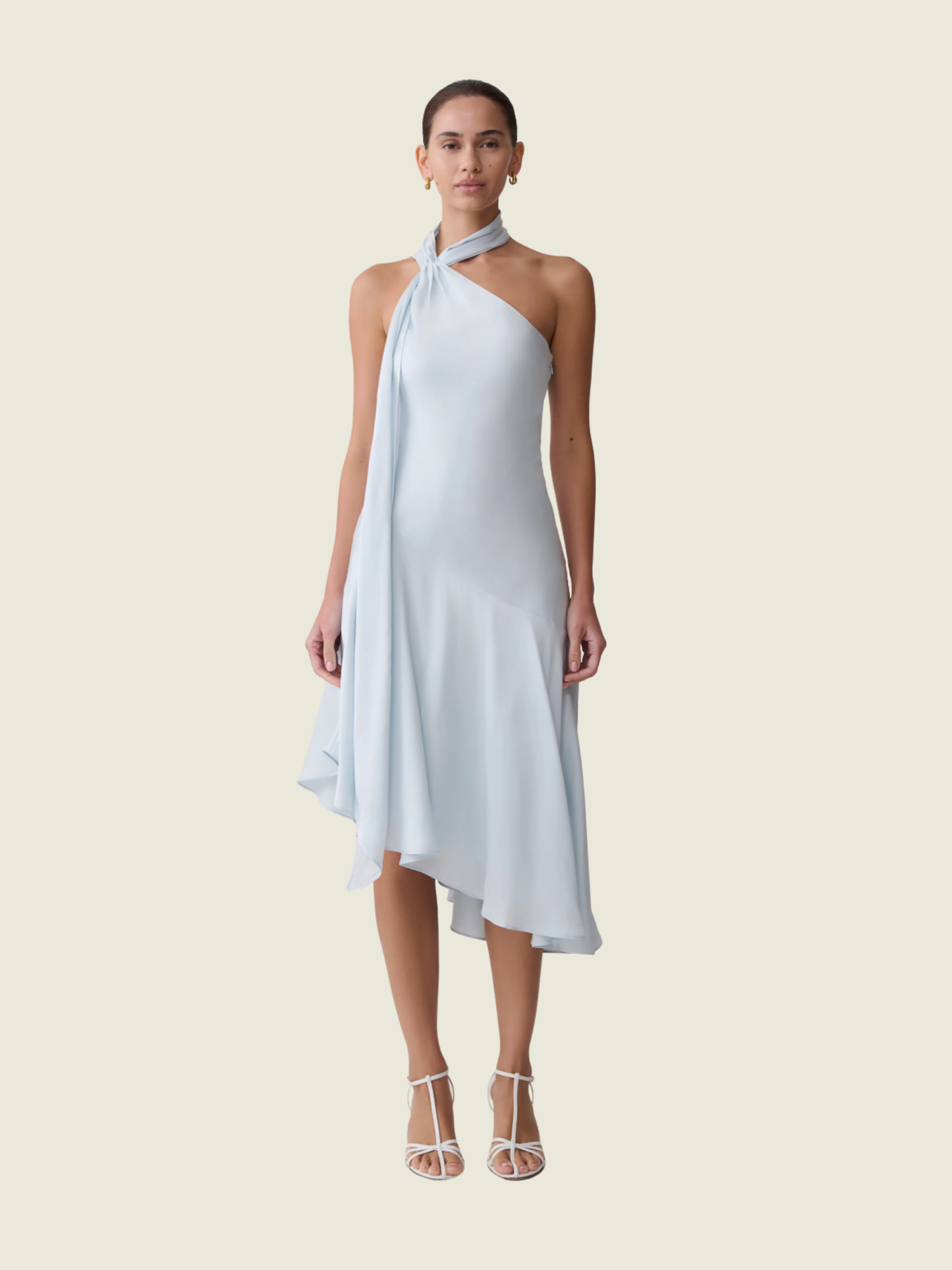 Meshki Evelina Halter Asymmetric Hem Midi