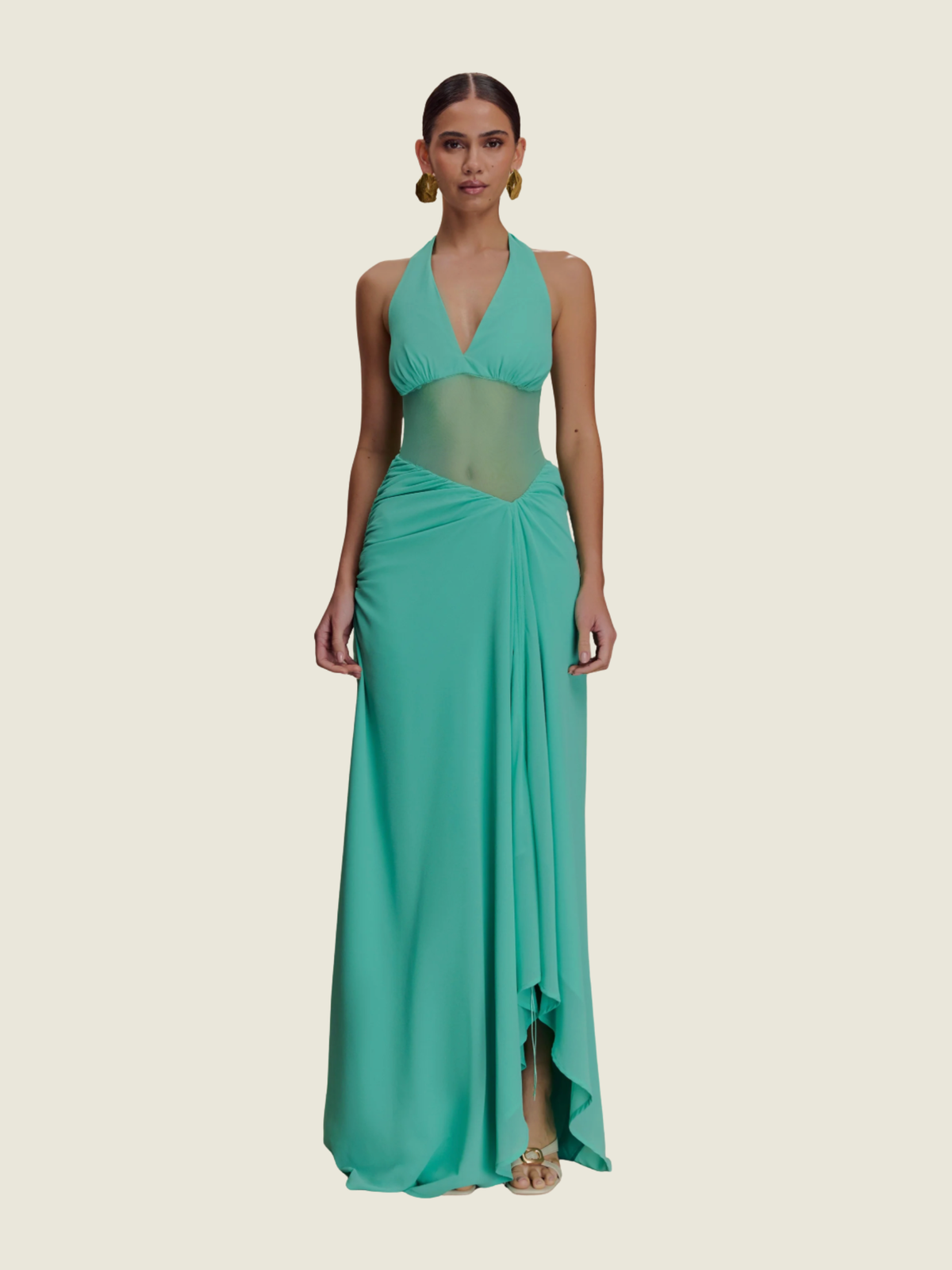 Meshki Joanna Chiffon and Mesh Maxi Dress