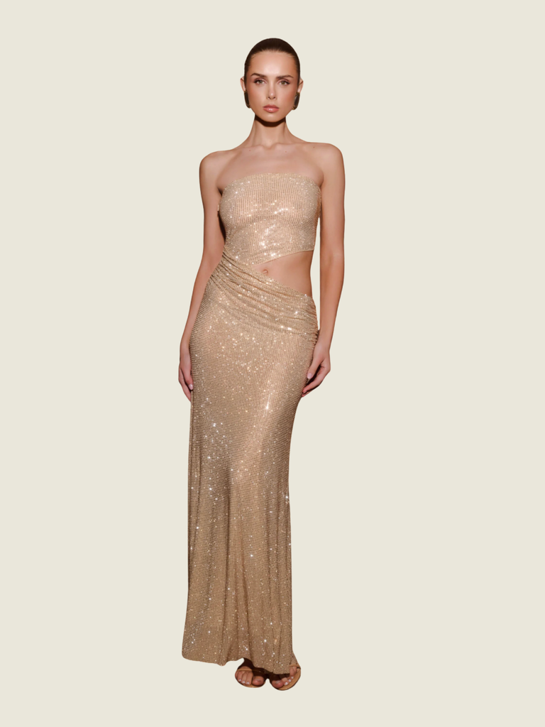 Meshki Strapless Diamante Maxi Dress