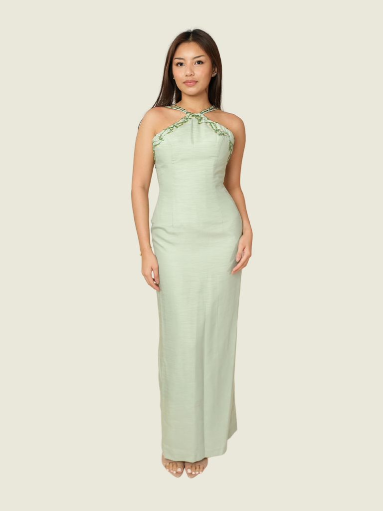 Nana Palmos Custom Sage Green Maxi Dress