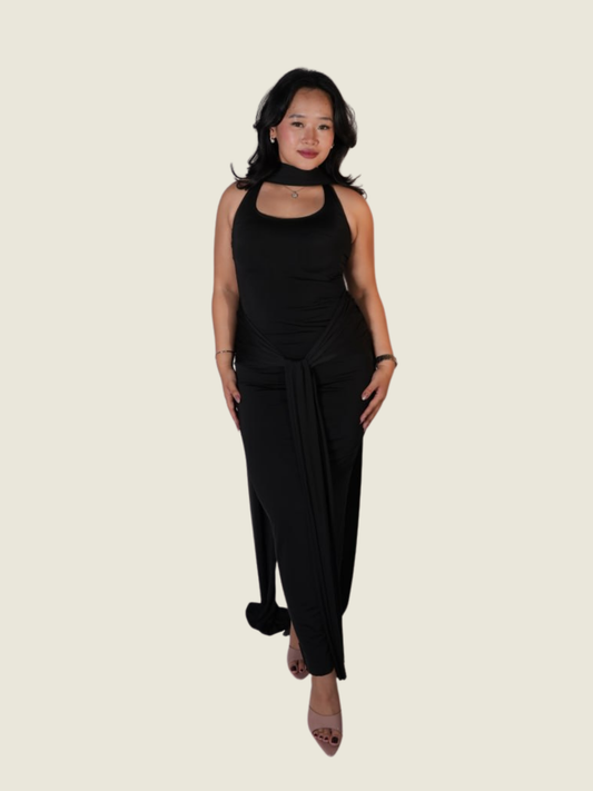 Neric Beltran Black Maxi with Scarf