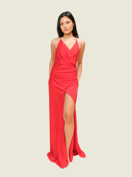 Neric Beltran Silk Halter Gown