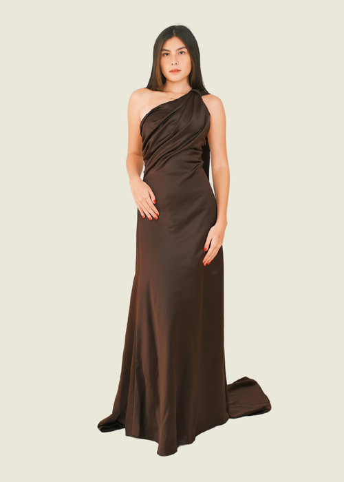 Ninni Atelier Custom Chocolate Brown Maxi Dress