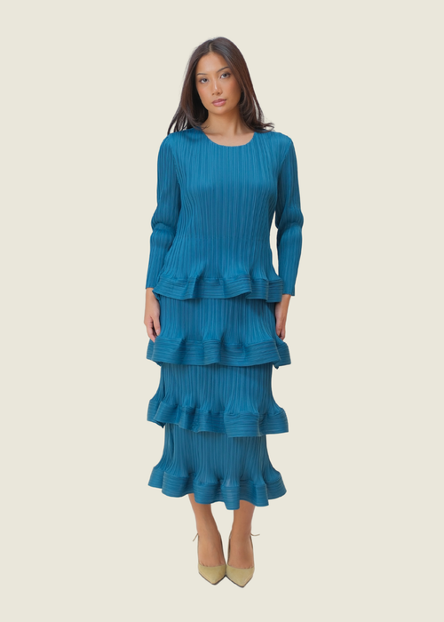 Custom Teal Ruffle Dress with Sleeves