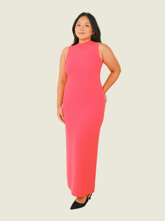Patricia Santos Fuschia Pink Dress with Ruffle Details
