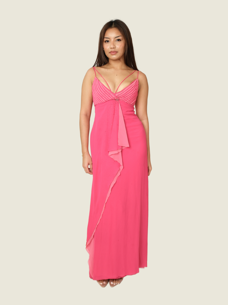 Randy Ortiz Custom Pink Strappy Maxi Dress