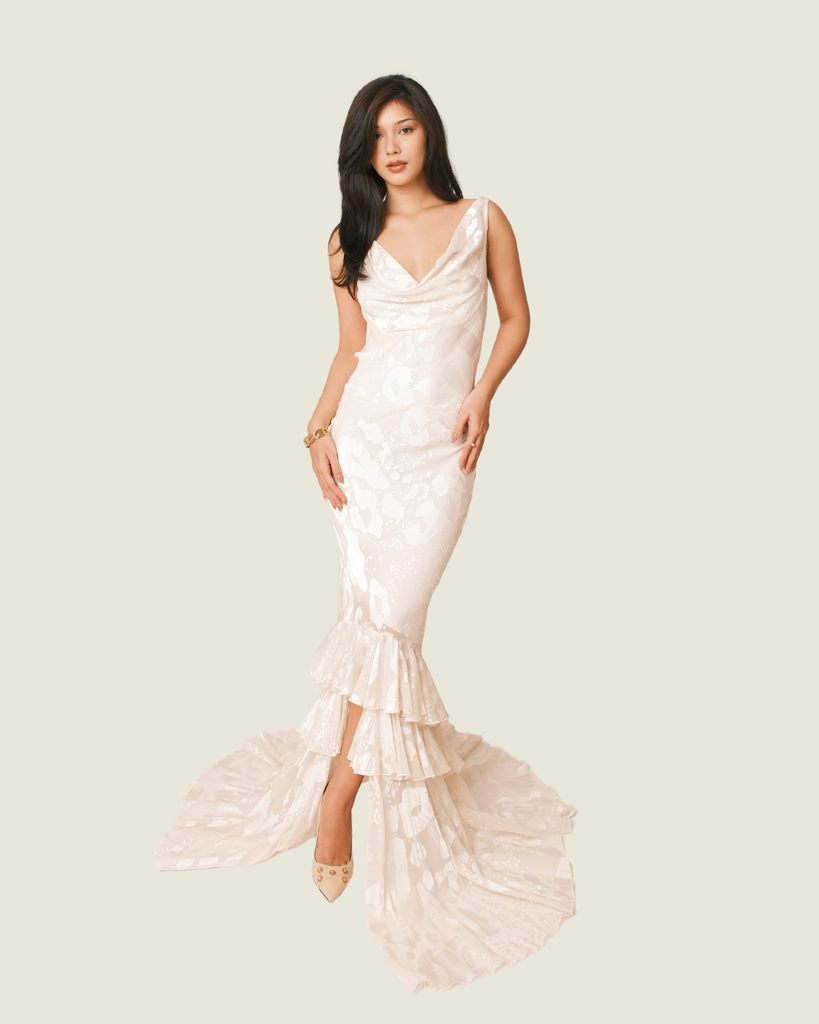 Rat & Boa Leopard-Devoré Layered-Ruffle Maxi Dress