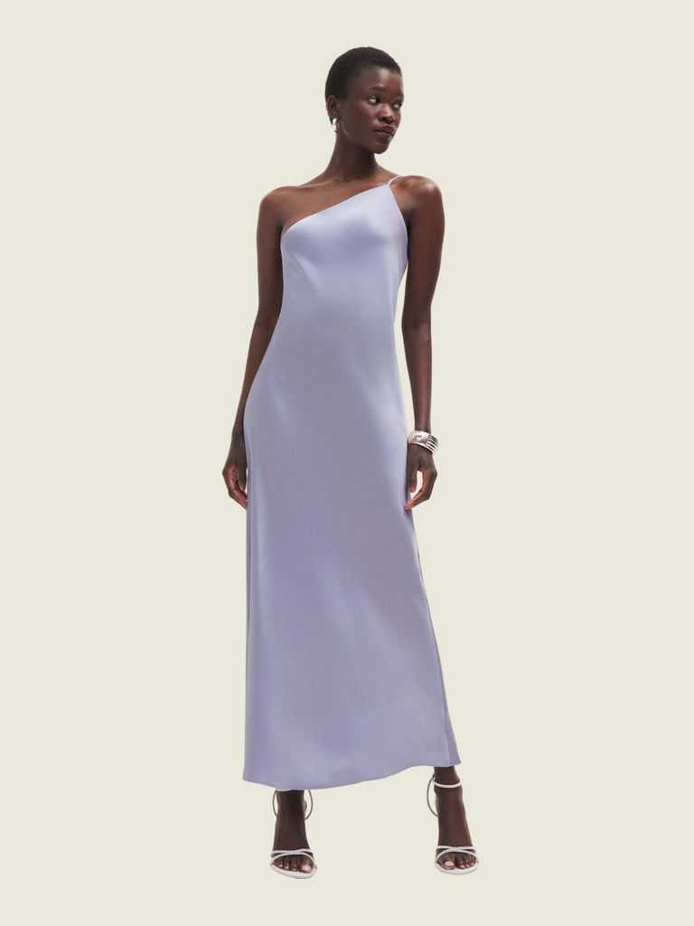 Reformation Purple Asymmetrical One-Shoulder Sheath Dress