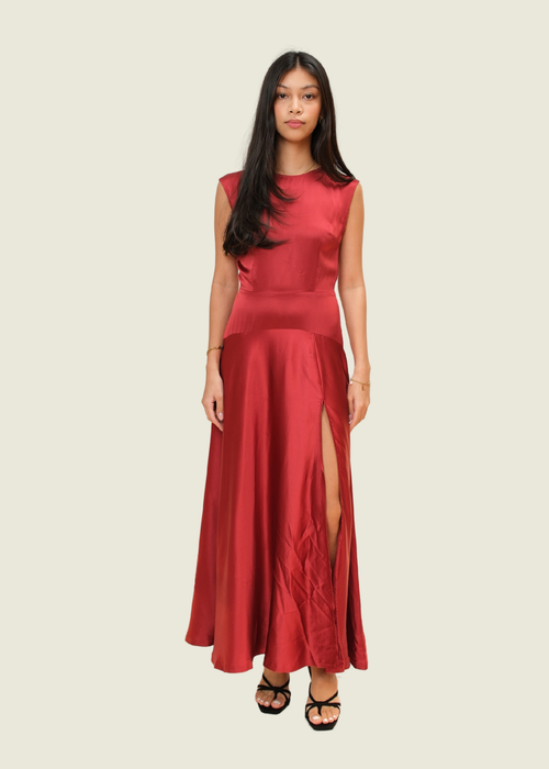 Reformation Red Evangeline Silk Dress