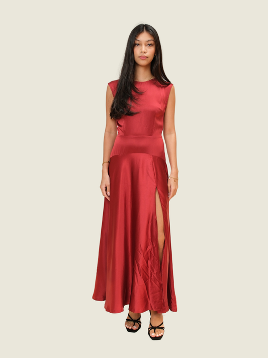 Reformation Red Evangeline Silk Dress