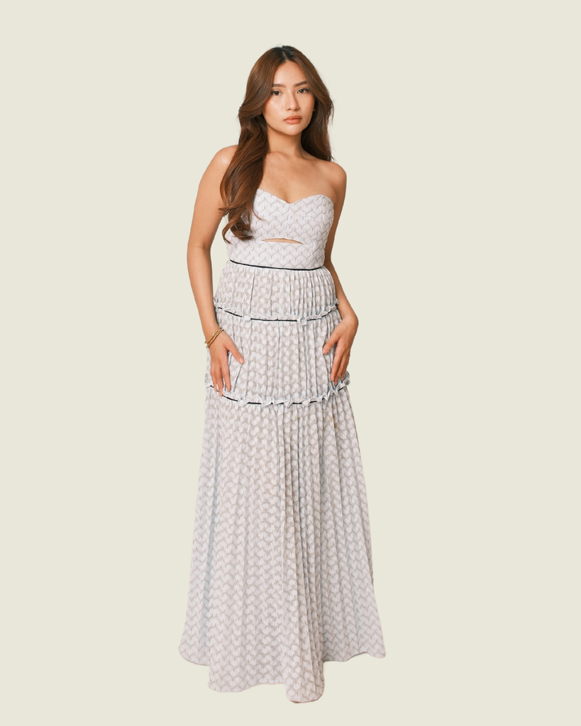SELF-PORTRAIT Blue Textured Midi Dress