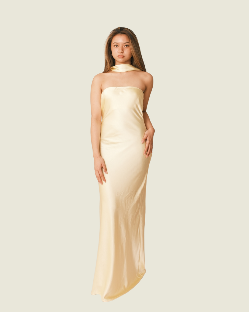 SNDYS Butter Yellow Angelina Neck Tie Maxi Dress