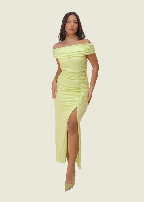 Self-portrait Kleid - Off-Shoulder Ruched Midi Dress