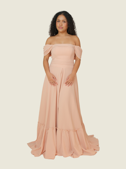Steph Tan Pink Off Shoulder Gown