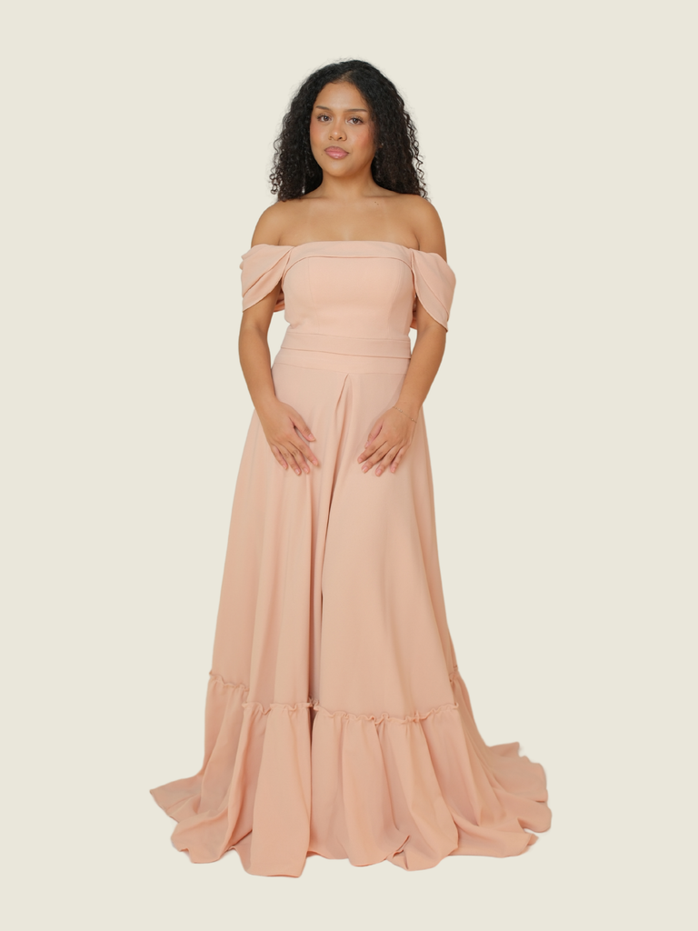 Steph Tan Pink Off Shoulder Gown