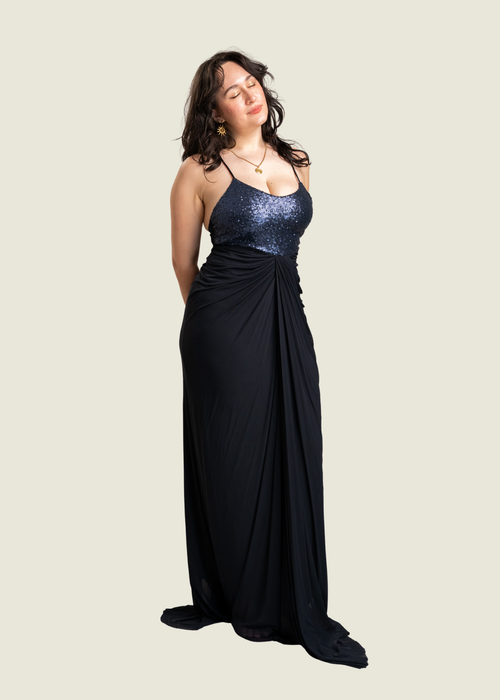 Tantease Black Sequins Maxi Dress