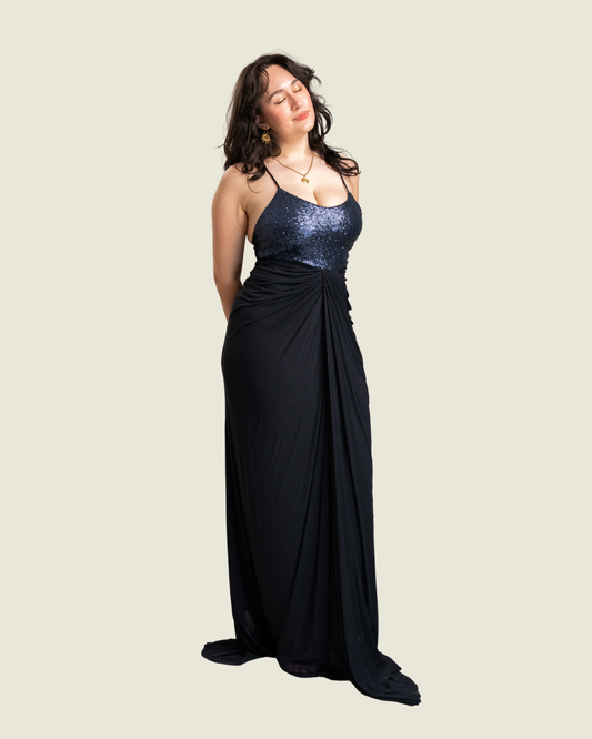 Tantease Black Sequins Maxi Dress