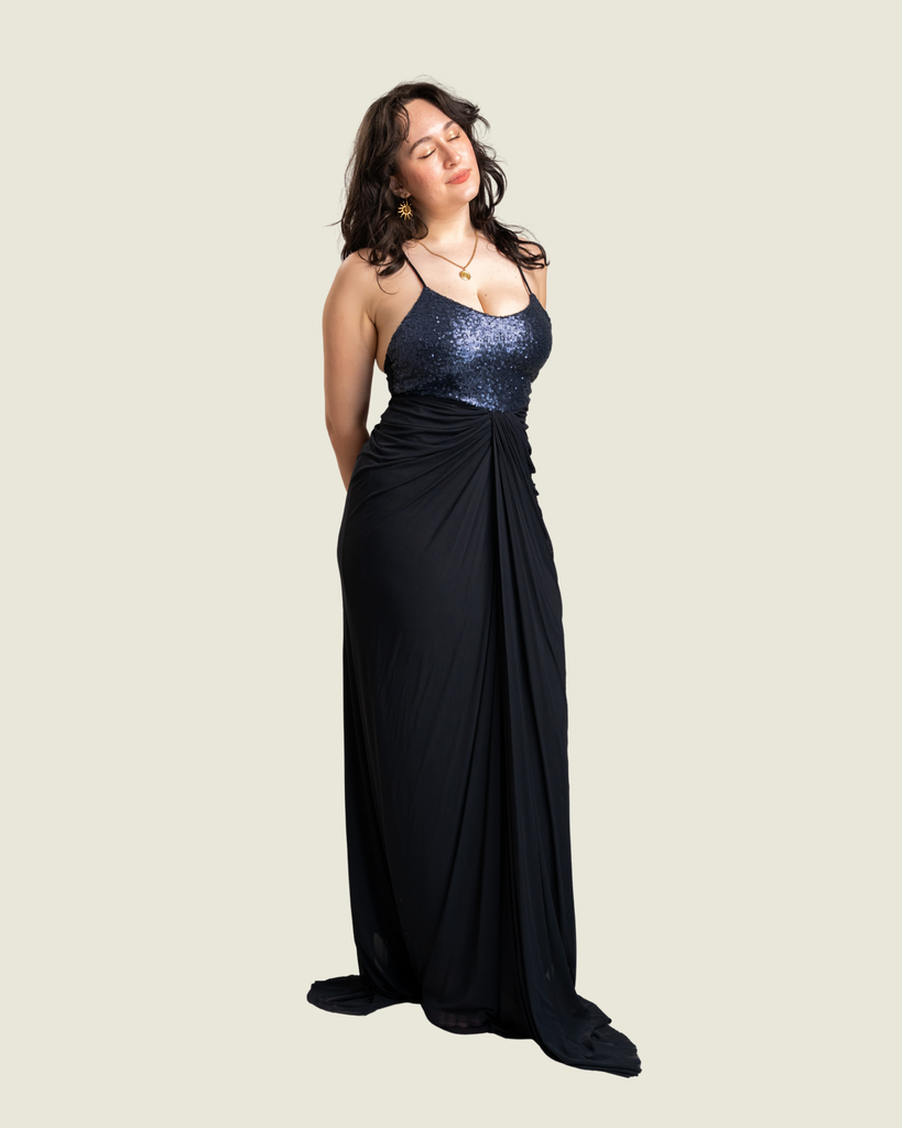 Tantease Black Sequins Maxi Dress